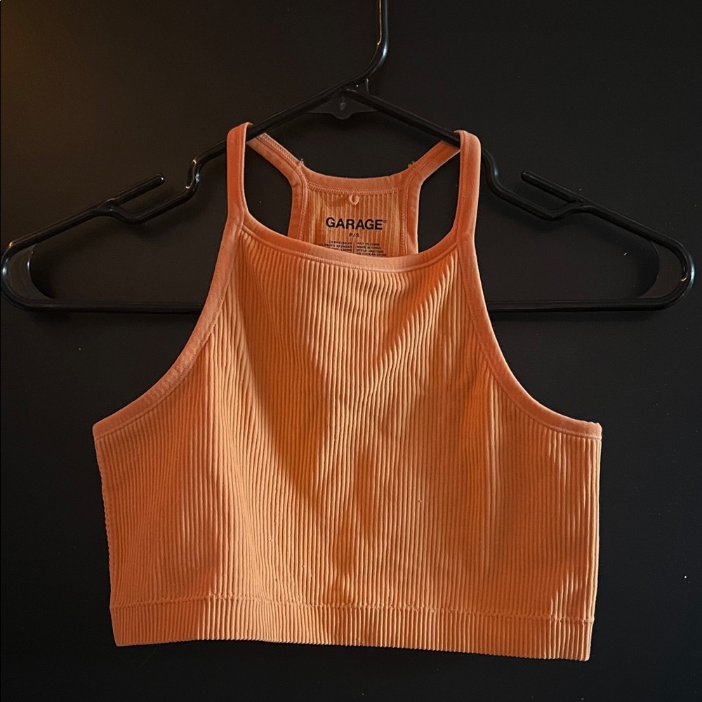 Garage Vibrant Orange Ribbed Tank